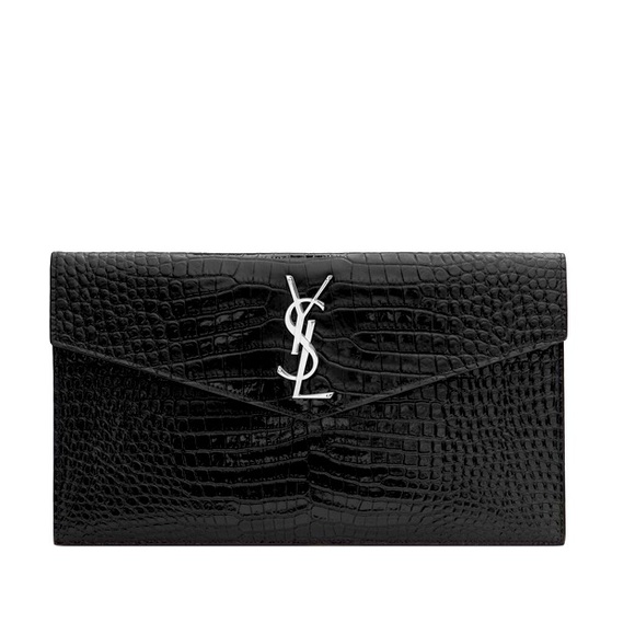 YSL UPTOWN POUCH IN CROCODILE EMBOSSED LEATHER - Picture 1 of 4